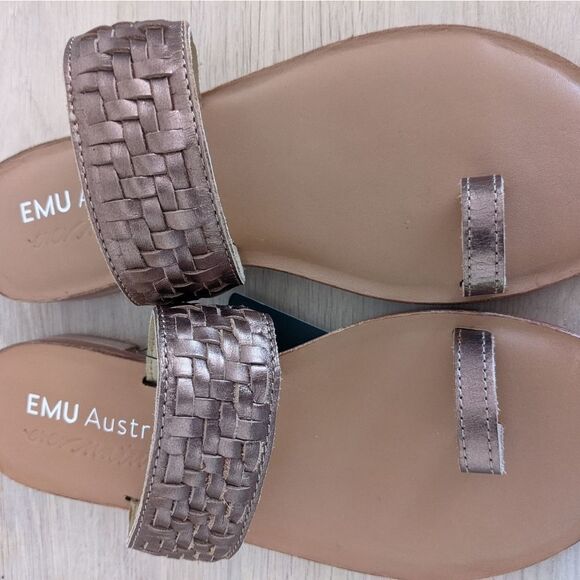 Emu Australia Murlong Bronze Leather Woven Sandals Women's 6 - Picture 7 of 8